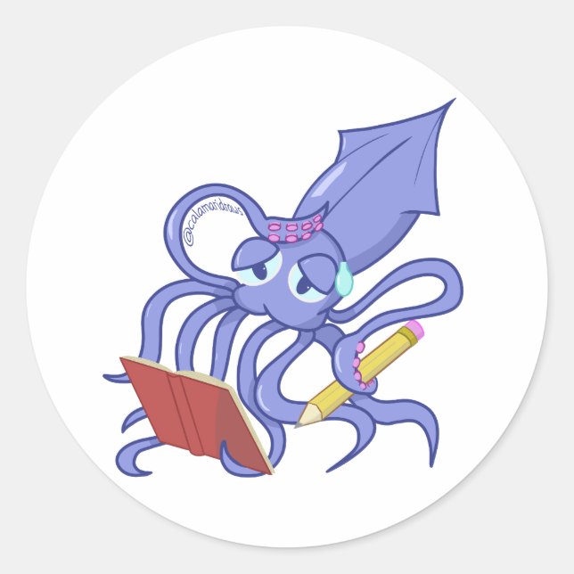 Adesivo Redondo The drawing calamari (Frente)