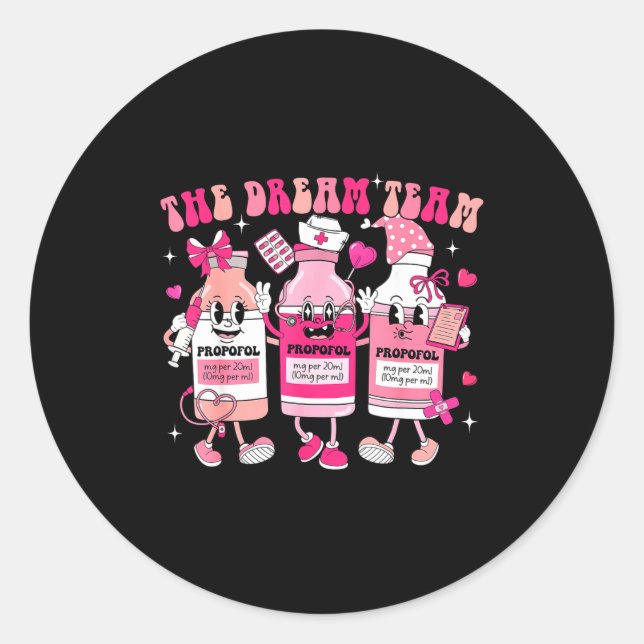 Adesivo Redondo The Dream Team Retro Groovy Nurse Medical Nursing  (Frente)