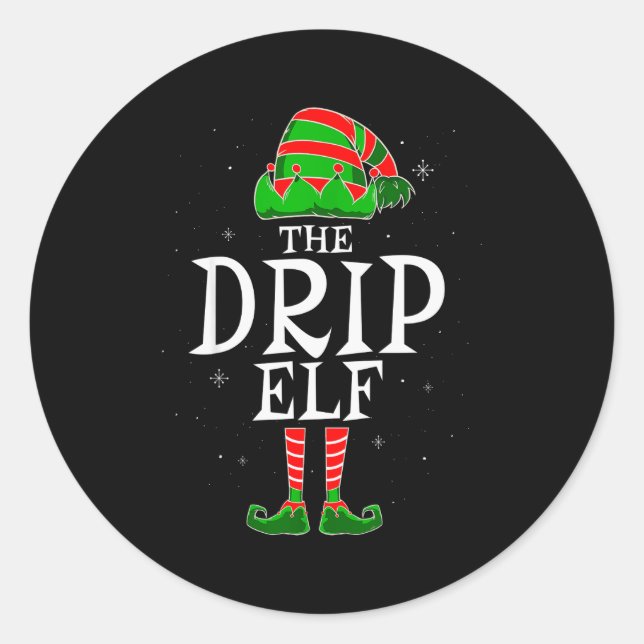 Adesivo Redondo The Drip Elf Group Matching Family Christmas Swag  (Frente)