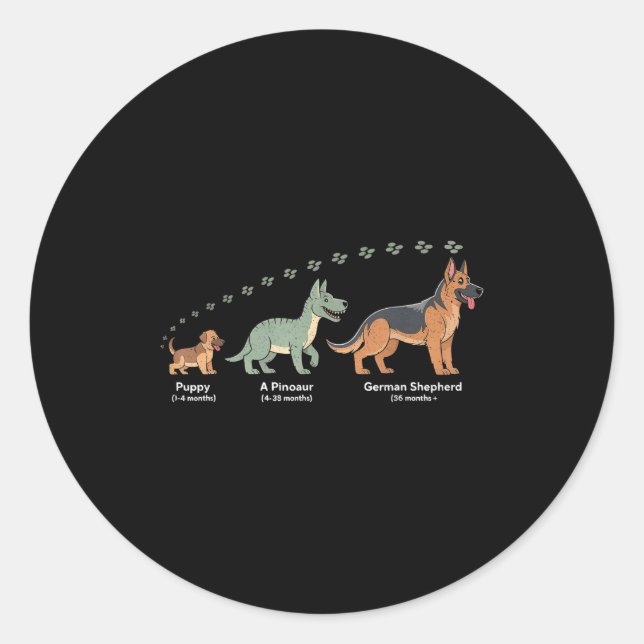 Adesivo Redondo The Evolution Of A German Shepherd - Dog Owner Pet (Frente)