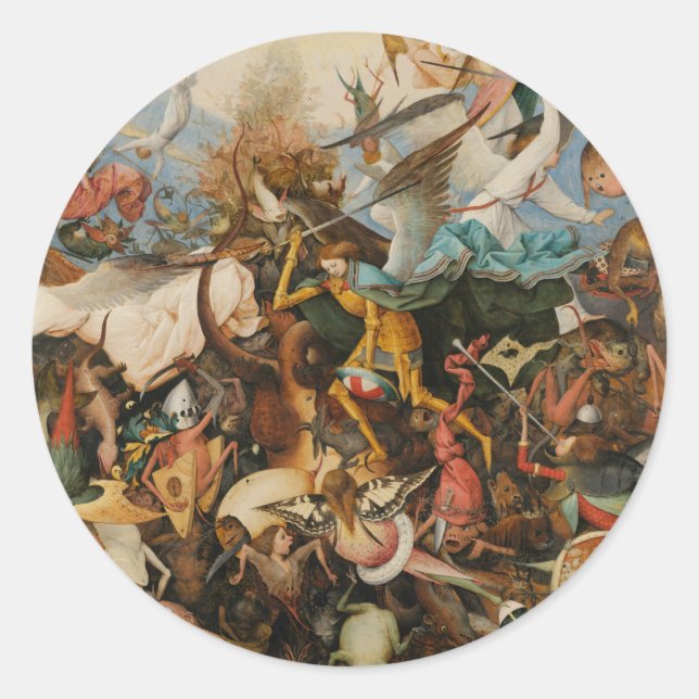 Adesivo Redondo The Fall of the Rebel Angels - Pieter Bruegel 1562 (Frente)