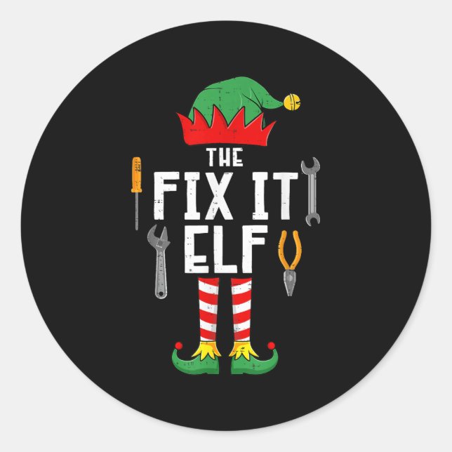 Adesivo Redondo The Fix It Elf Christmas Family Matching Xmas Grou (Frente)
