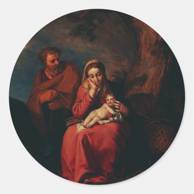 Adesivo Redondo The Flight into Egypt by Abraham Bloemaert  (Frente)