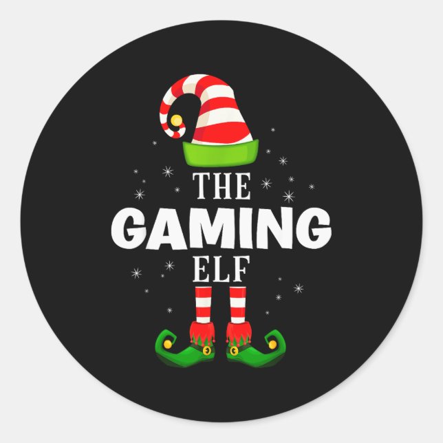 Adesivo Redondo The Gaming Elf Christmas Pjs Matching Pajama  (Frente)