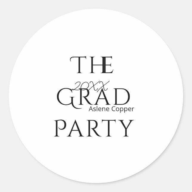 Adesivo Redondo The grad party name 20XX bold letter graduatsimple (Frente)