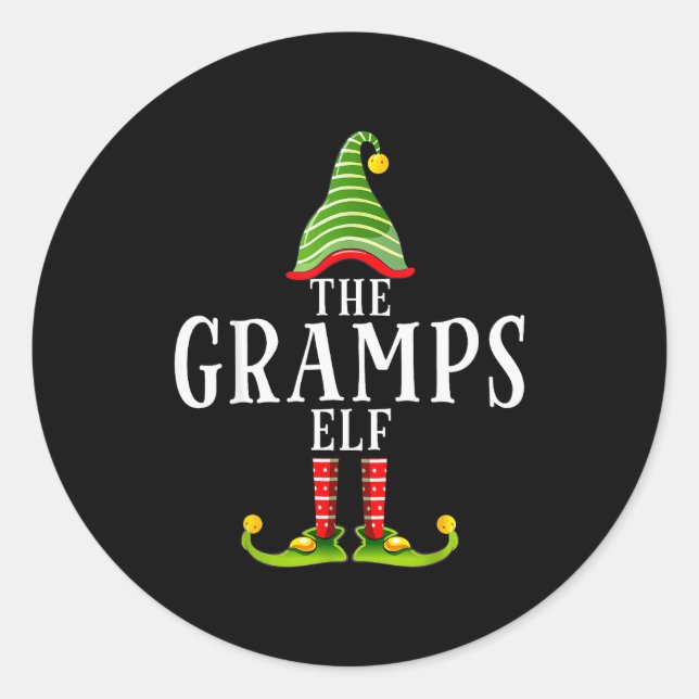 Adesivo Redondo The Gramps Elf Funny Matching Pajama Xmas  (Frente)