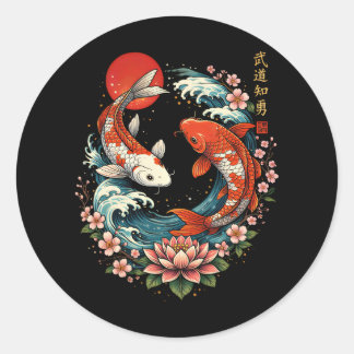 Adesivo Redondo The Great Wave Off Koi Fish 