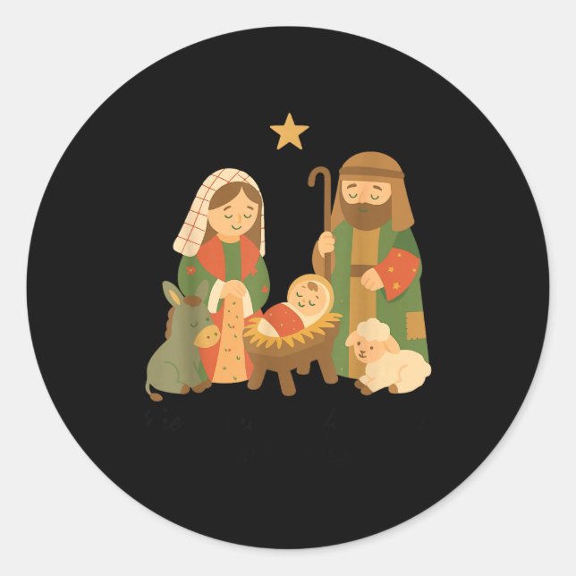 Adesivo Redondo The Greatest Gift Off All Nativity Scene Jesus Mat (Frente)
