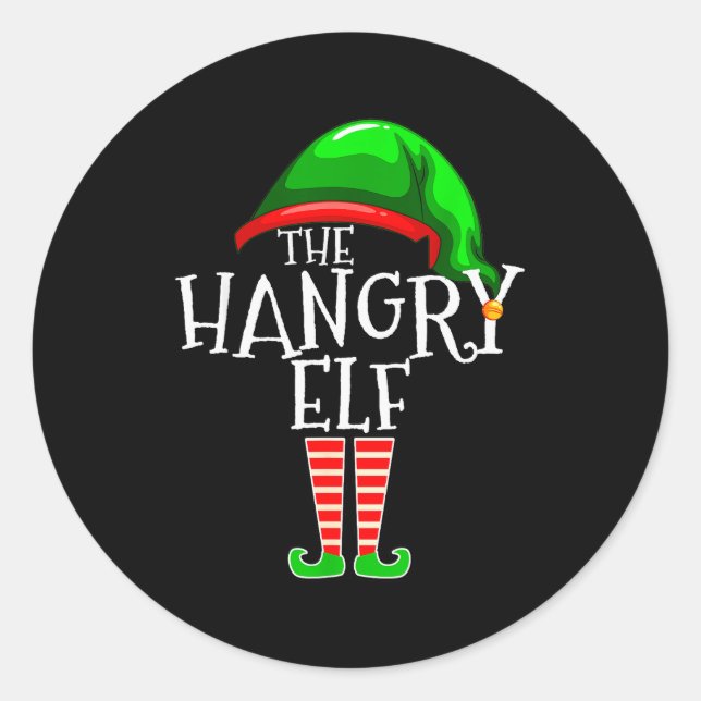 Adesivo Redondo The Hangry Elf Family Matching Group Christmas Fun (Frente)