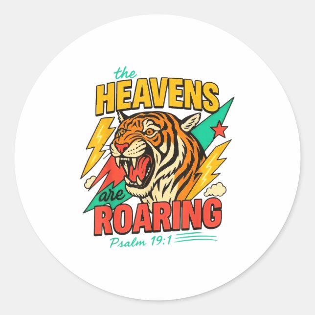 Adesivo Redondo The Heavens Are Roaring Psalm 19_1 Tiger Christian (Frente)