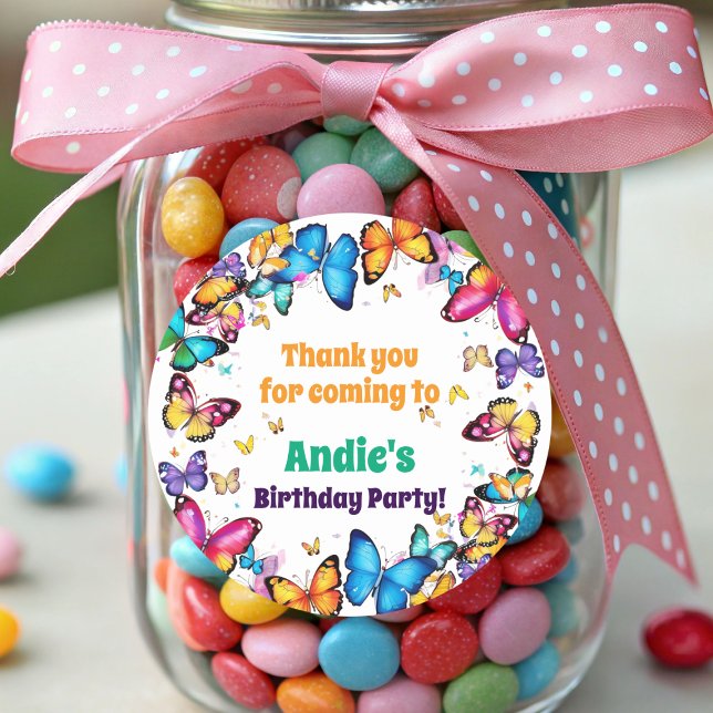 Adesivo Redondo The Joy of Butterflies Birthday Party (Criador carregado)