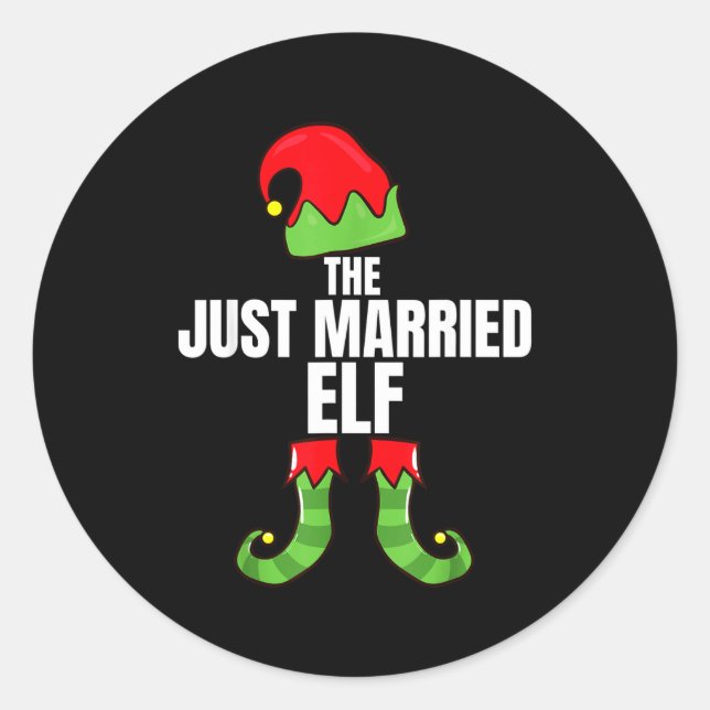 Adesivo Redondo The Just Married Elf Matching Family Christmas Gro (Frente)