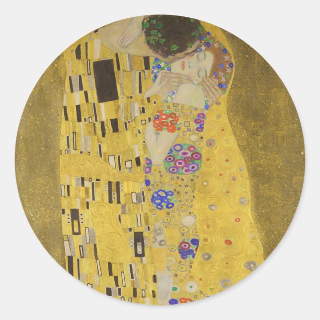 Adesivo Redondo The kiss - Gustav Klimt (Frente)
