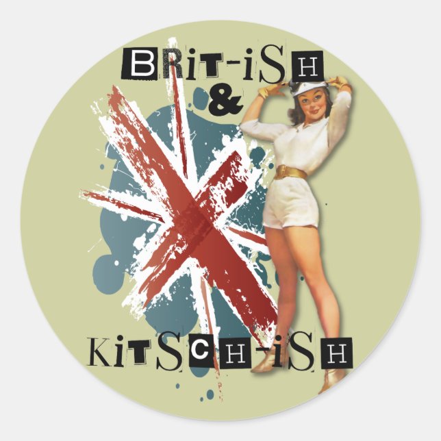 Adesivo Redondo The Kitsch Bitsch : Brit-ish & Kitsch-Up (Frente)