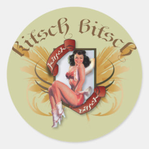 Adesivo Redondo The Kitsch Bitsch: Kowgirl Kitsch Tatuagem Pin-Up