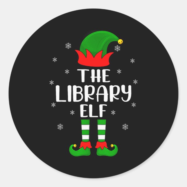 Adesivo Redondo The Library Elf Christmas Party Matching Family Xm (Frente)