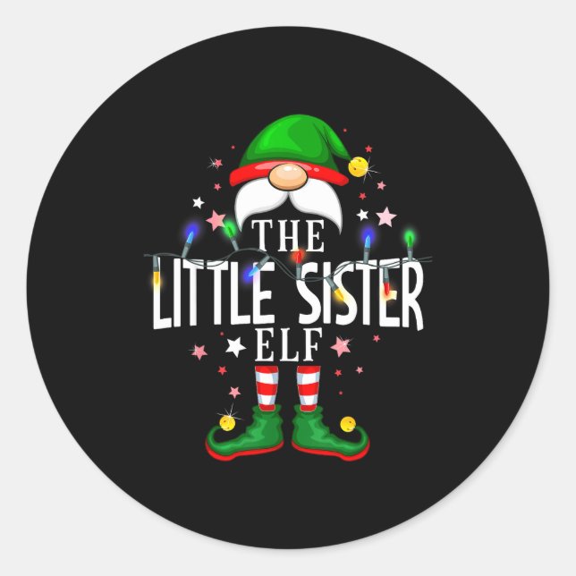 Adesivo Redondo The Little Sister Elf Christmas Family Pajama Part (Frente)