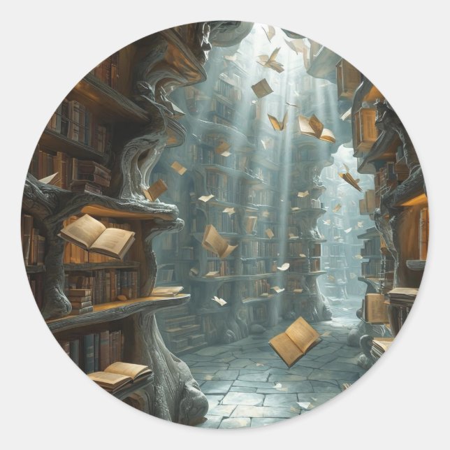 Adesivo Redondo The Living Library (Frente)