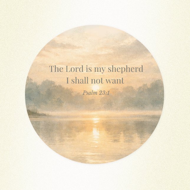 Adesivo Redondo The Lord Is My Shepherd Psalm 23:1 Bible Verse  (Criador carregado)