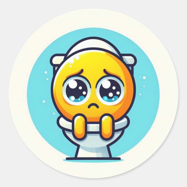 Adesivo Redondo  the melancholic in the toilet Sticker (Frente)