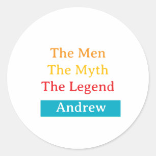 Adesivo Redondo The Men, The Myth, The Legend personalizado