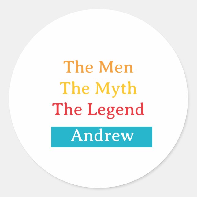 Adesivo Redondo The Men, The Myth, The Legend personalized  (Frente)