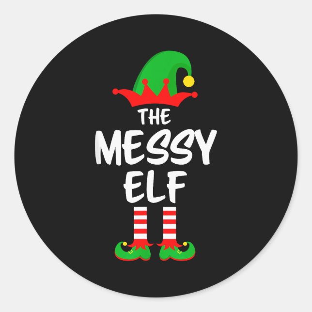 Adesivo Redondo The Messy Elf Matching Family Christmas  (Frente)