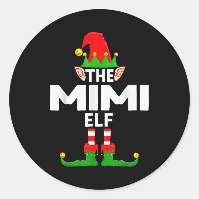 Adesivo Redondo The Mimi Elf Family Christmas Pajama Party  (Frente)