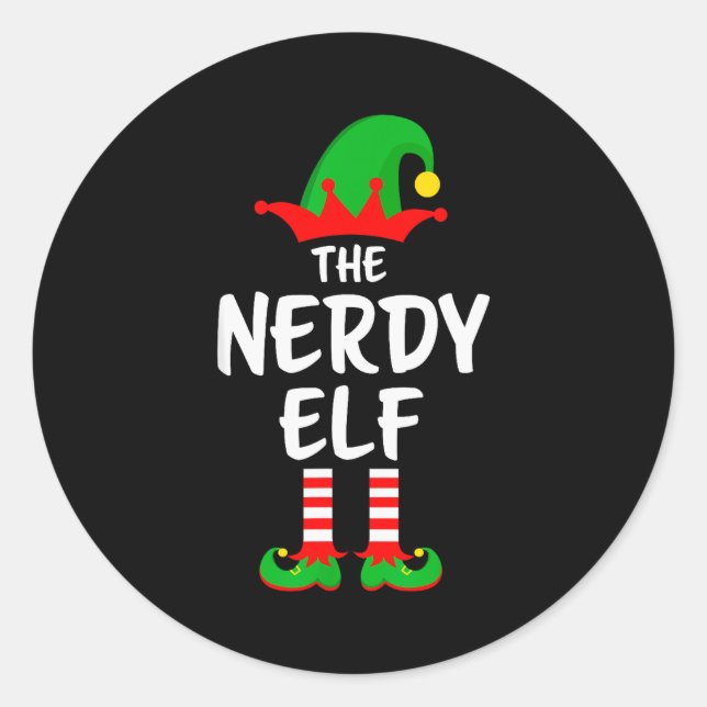 Adesivo Redondo The Nerdy Elf Matching Family Christmas  (Frente)