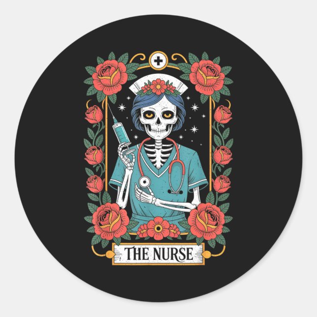 Adesivo Redondo The Nurse Tarot Card  (Frente)