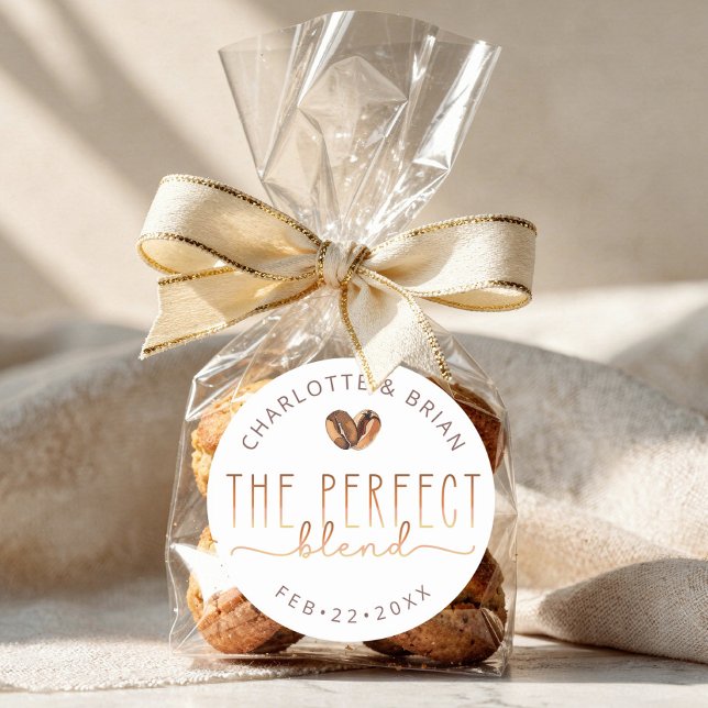 Adesivo Redondo The Perfect Blend Coffee Wedding Shower (Perfect Blend Favor Sticker)