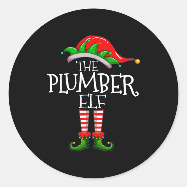 Adesivo Redondo The Plumber Elf Christmas Gift, Plumbing Xmas Paja (Frente)