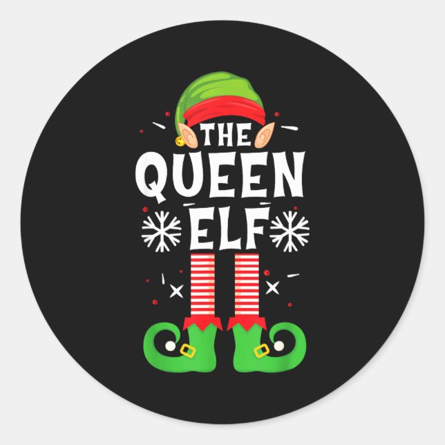 Adesivo Redondo The Queen Elf Christmas Family Matching Pajamas Qu (Frente)