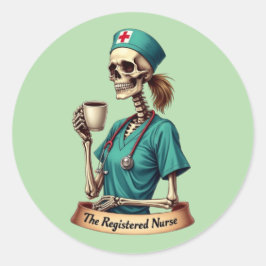 Adesivo Redondo The Registered Nurse Skeleton – Coffee & Care