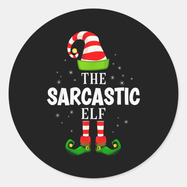 Adesivo Redondo The Sarcastic Elf Christmas Pjs Matching Pajama  (Frente)
