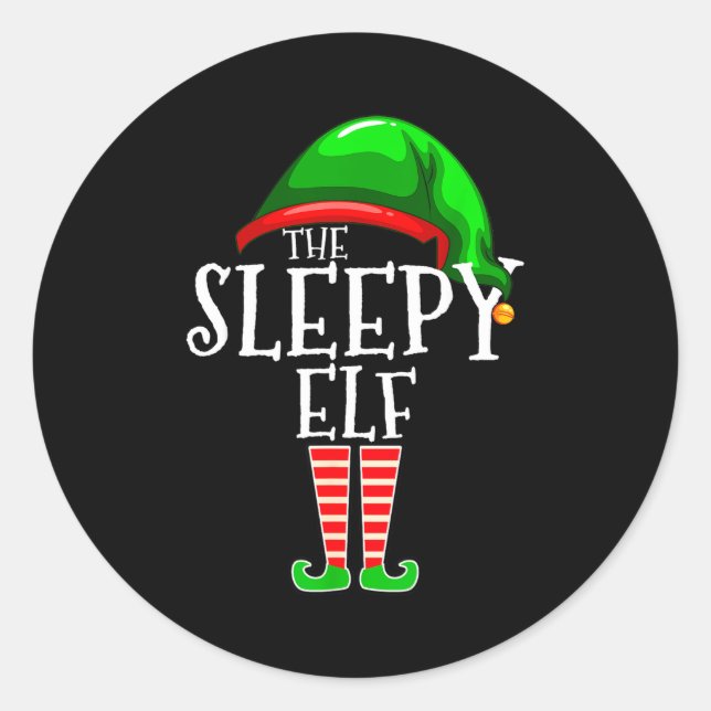 Adesivo Redondo The Sleepy Elf Group Matching Family Christmas Gif (Frente)