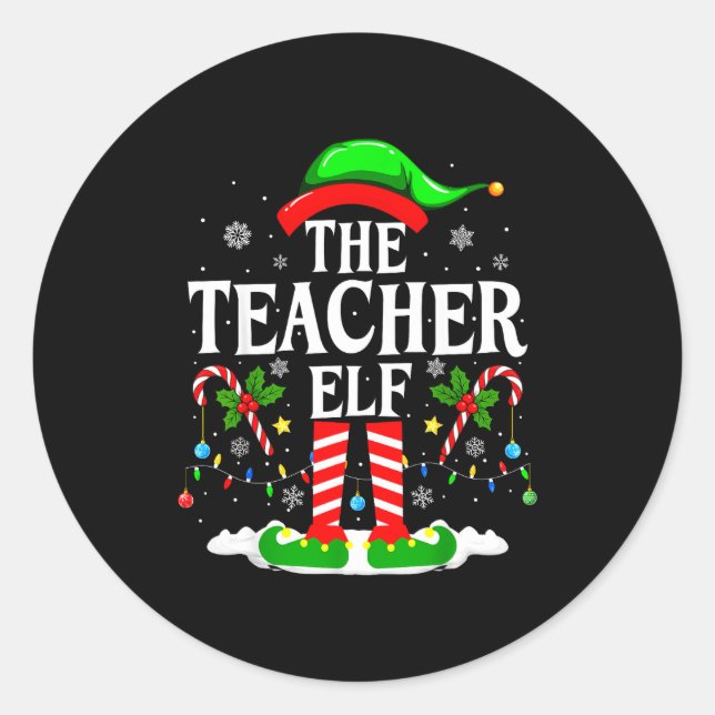 Adesivo Redondo The Teacher Elf Funny Xmas Teachers Christmas Teac (Frente)