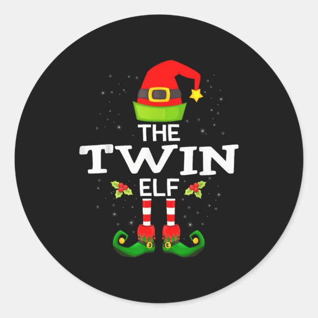 Adesivo Redondo The Twin Elf Christmas Family Matching Pajama  (Frente)
