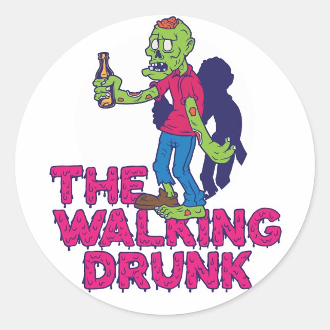 Adesivo Redondo The Walking Drunk (Frente)