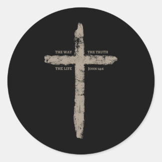 Adesivo Redondo The Way The Truth The Life Cross Christian Dad Fat