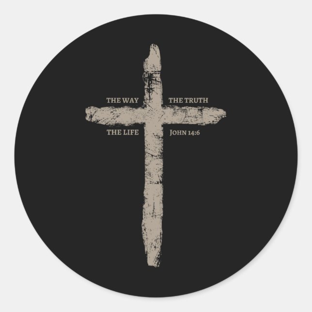 Adesivo Redondo The Way The Truth The Life Cross Christian Dad Fat (Frente)