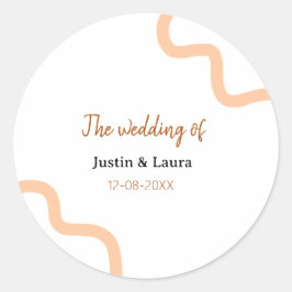 Adesivo Redondo The wedding of add bride groom name date peach