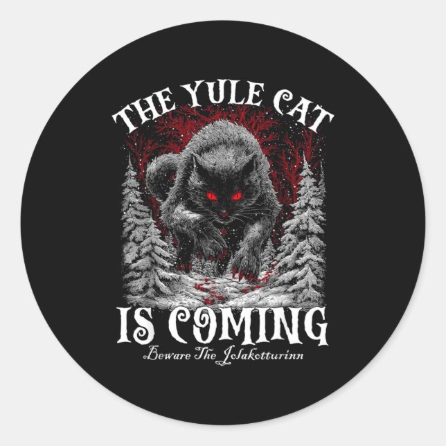 Adesivo Redondo The Yule Cat Is Coming  (Frente)