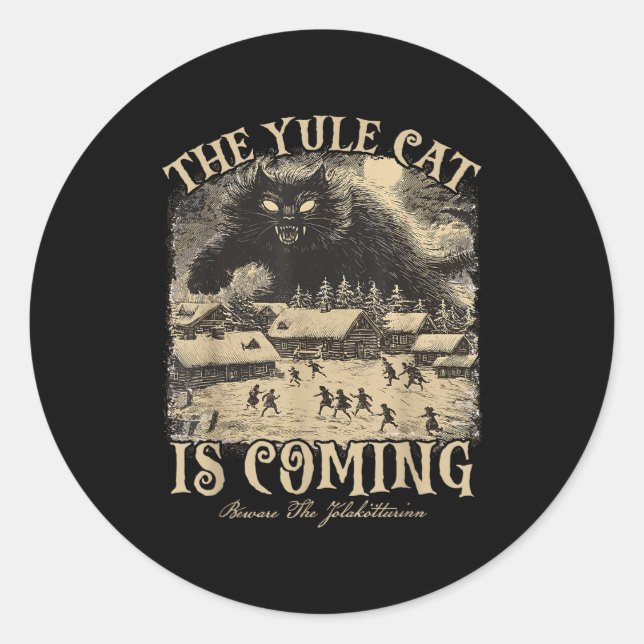 Adesivo Redondo The Yule Cat Is Coming Icelandic Christmas Cat Mom (Frente)
