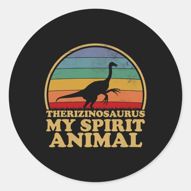 Adesivo Redondo Therizinossauro É O Meu Espírito Dinossauro Animal (Frente)