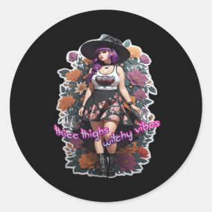 Adesivo Redondo Thicc Thighs Witchy Vibes - Whimsigoth Witch-Core