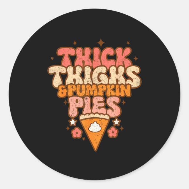 Adesivo Redondo Thick Thighs &amp; Pumpkin Es Baby Thanksgiving Fa (Frente)