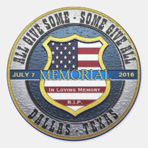 Adesivo Redondo Thin Blue Line Memorial da Polícia de Dallas