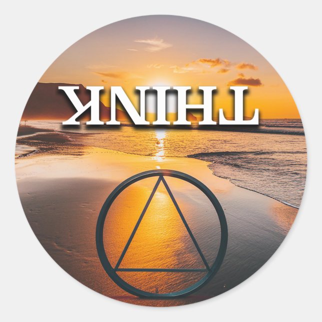 Adesivo Redondo Think Recovery Slogan Sunrise (Frente)