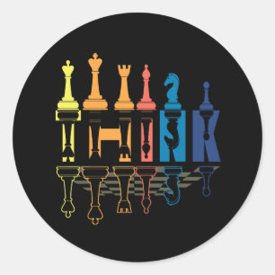 Adesivo Redondo Think Retro Vintage Chess Piments Boar